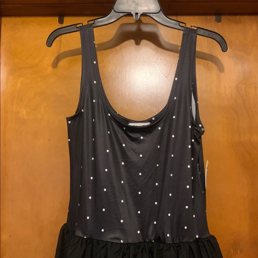 NWT Jolie & Joy Size L Black Polka Dot Bubble Skirt Mini Dress - Picture 4 of 6